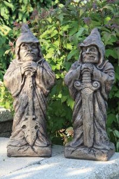 Guardians Sterling Woods Swords Statues Set Warriors Cement Sculptures